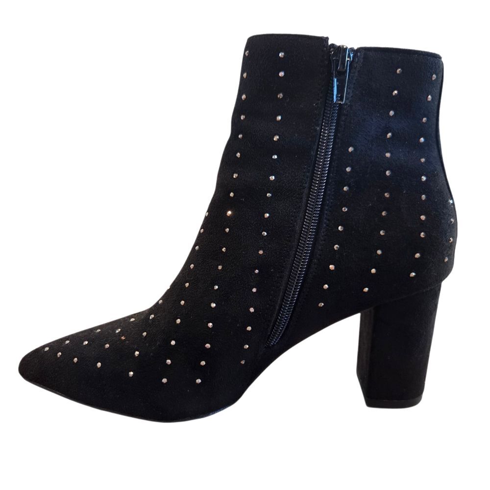 H by Halston Tokyo Jeweled Booties Heel Pointed Toe Black Festival Western 8